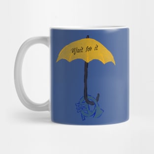 Yellow umbrella and blue horn black - Wait for it - blue Mug